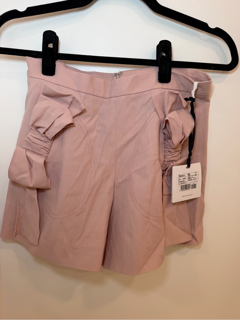 RED Valentino Blush Pink High-Waist Ruffle Accent Shorts
